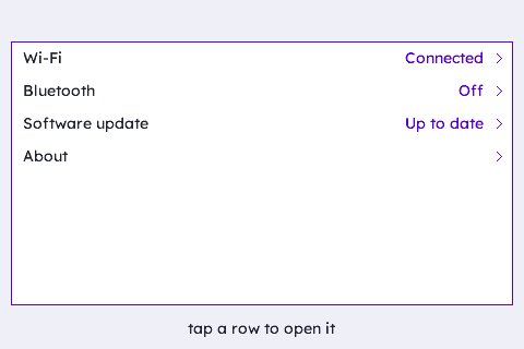Default: A Settings Menu